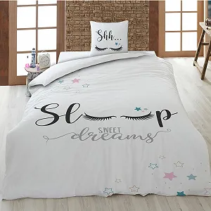 Постільна білизна дитяча Familando Sleepy Eyes 2 предмети Бавовна Сіра 135 х 200 см 80 х 80 см synthetic.ua - Фото 1