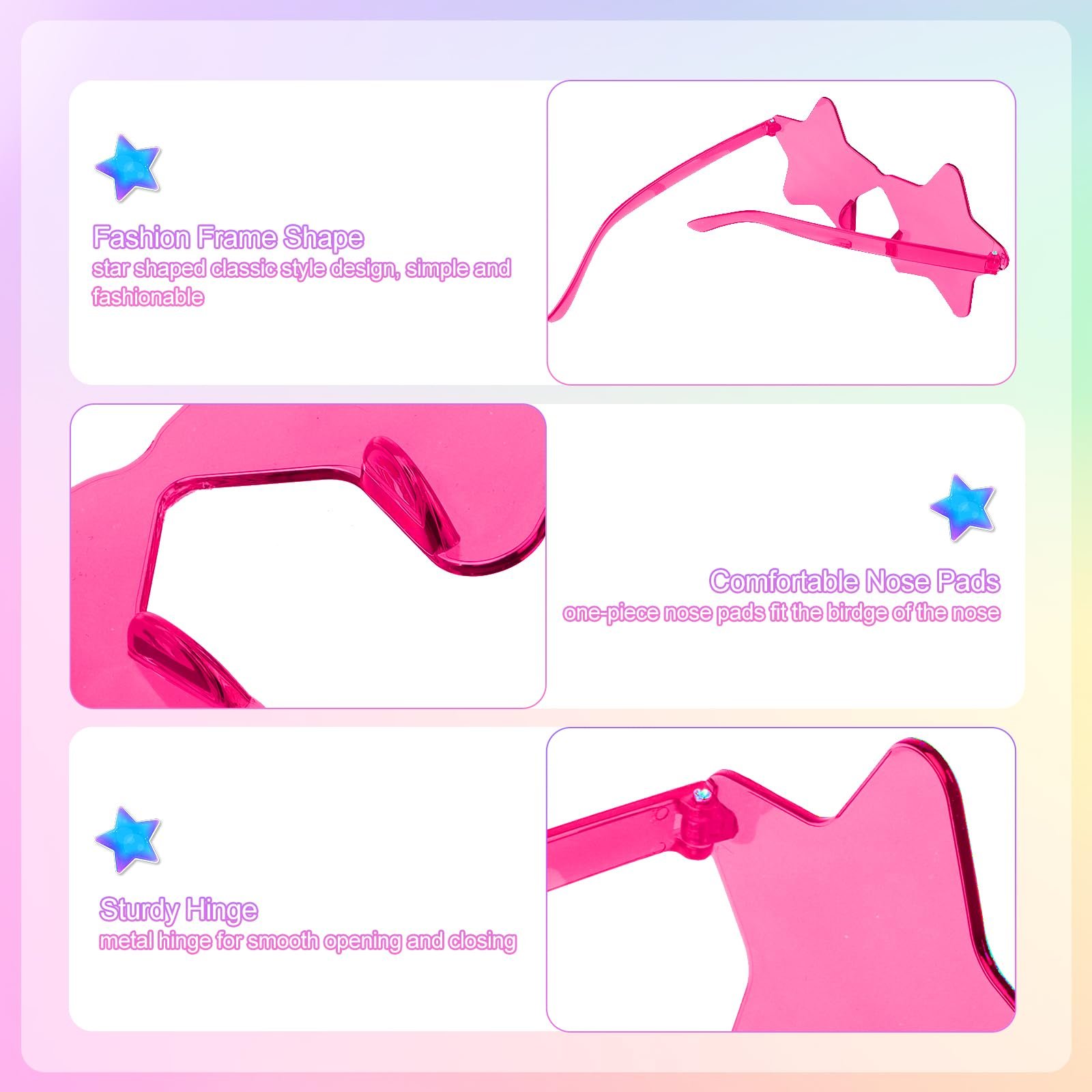 Окуляри Без оправи MXTIMWAN Pentagram, 12 шт, у формі зірки, фото №3