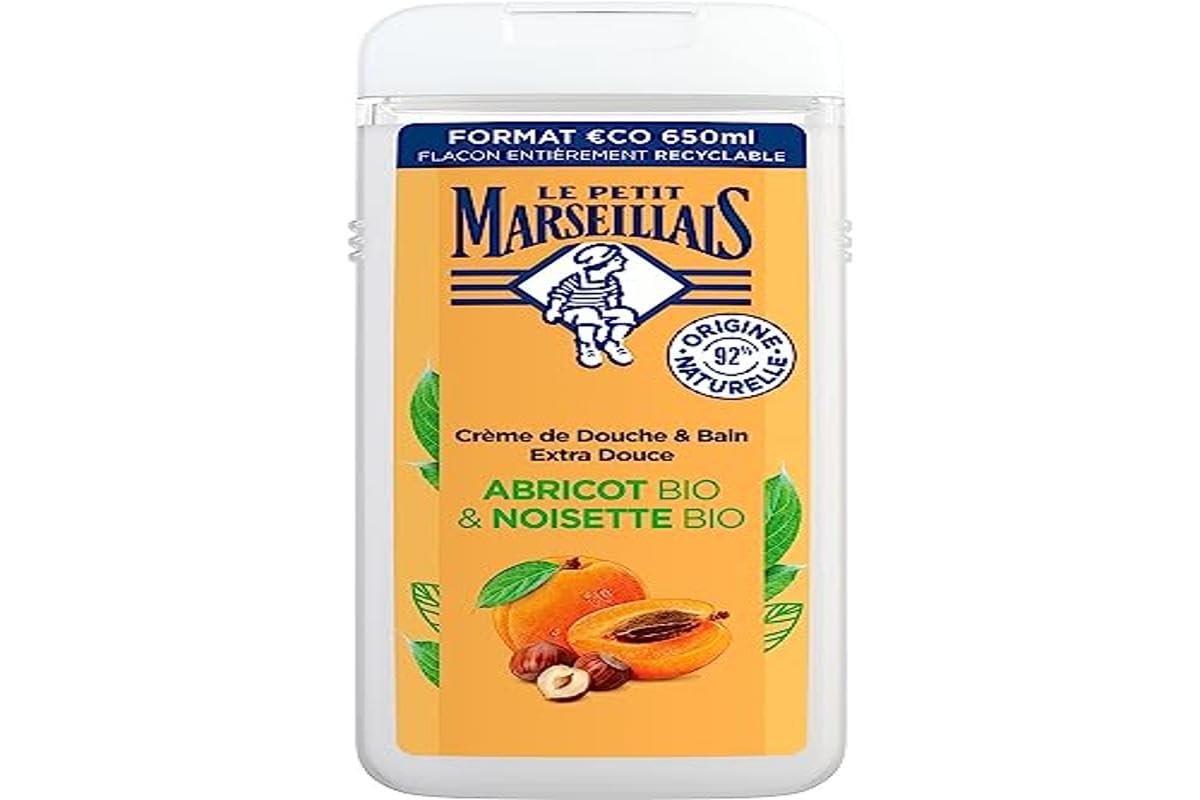 Крем-гель для душу та ванни Le Petit Marseillais Extra Soft Біо-абрикос та Біо-лісовий горіх 650 мл, фото №1