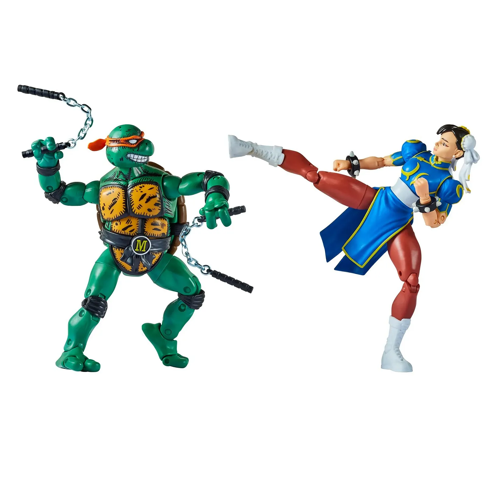 Набор фигурок Bandai Teenage Mutant Ninja Turtles x Street Fighter Mike VS Chun Li P81252 15 см, фото №4