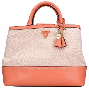 Жіноча сумка Guess - Zabry Medium Canvas Girlfriend Satchel (WA923306) Корал / Бежевий - ST - Фото 1