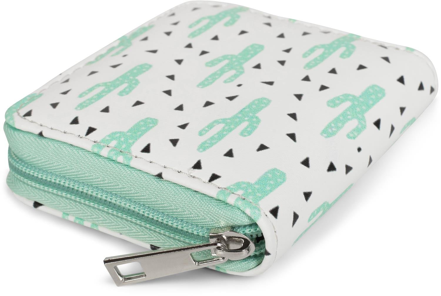Кошелек styleBREAKER mini с кактусом, на молнии, женский 02040096, бело-мятно-зеленый цвет, фото №2