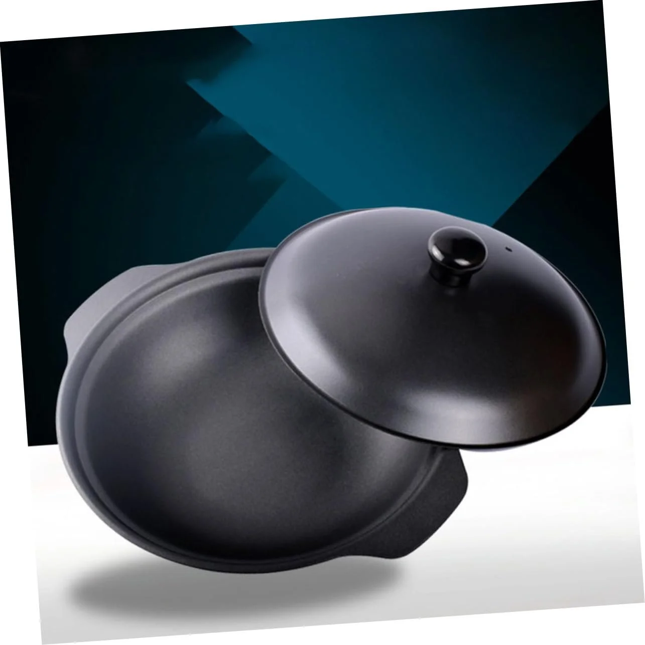 Каструля чавунна з кришкою термостійка 22 см для тушкування, фото №8