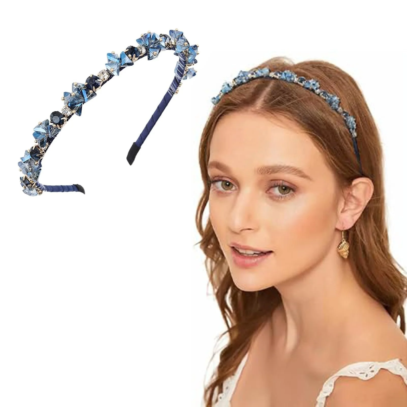 Обруч для волосся з кристалами та стразами, фото №7