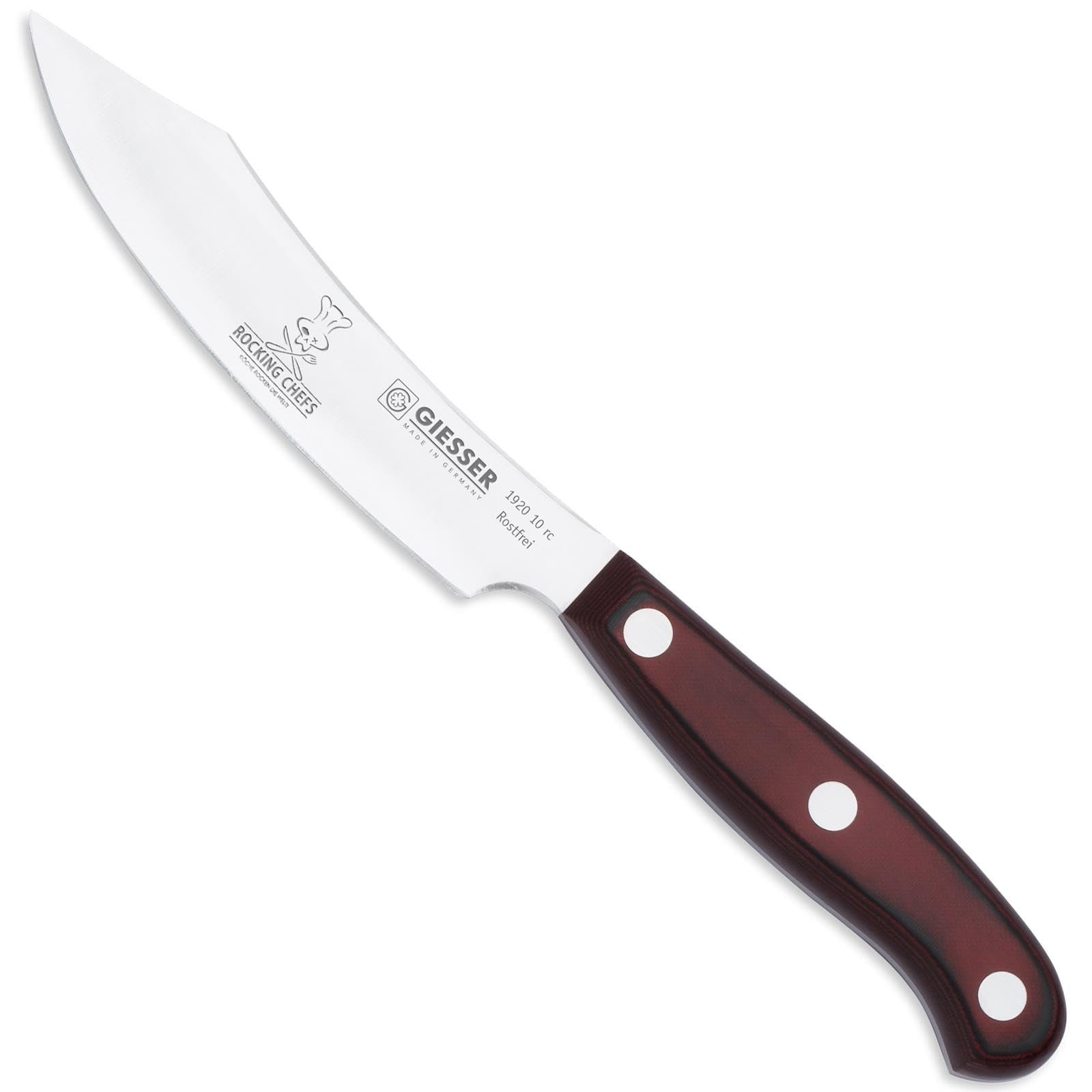 Набір ножів Giesser PremiumCut Rocking Chef 2 предмети: кухарський ніж 20 см, ніж для чищення овочів 10 см, Micarta, червоний, нержавіюча сталь, фото №6