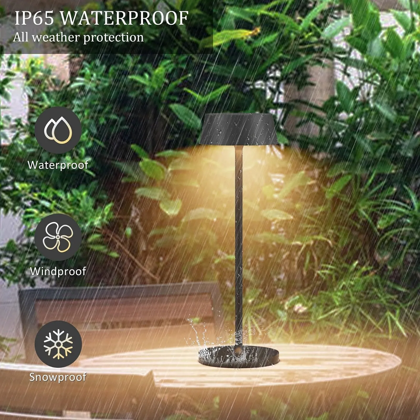 Настільна лампа Klighten Набір 2 шт. Сенсорне керування LED Алюміній Акумуляторна Тепла біла IP65 Водонепроникна, фото №2