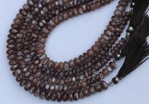 Бусины Лунный камень кофейный, рондель гладкая, 6-9 мм, нить длиной 20 см, бусины из драгоценных камней для ожерелья и браслета - Фото 1