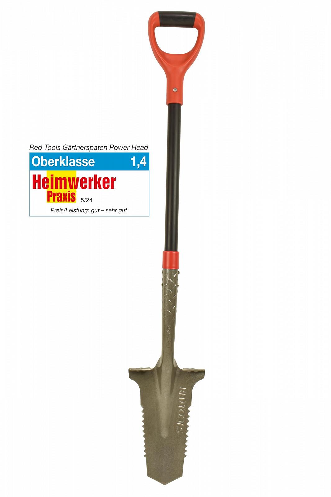 Лопата Red Tools садова з пилкою для коріння, 115 см, для кам'янистих та твердих грунтів, з м'якою ручкою, сіра, фото №1