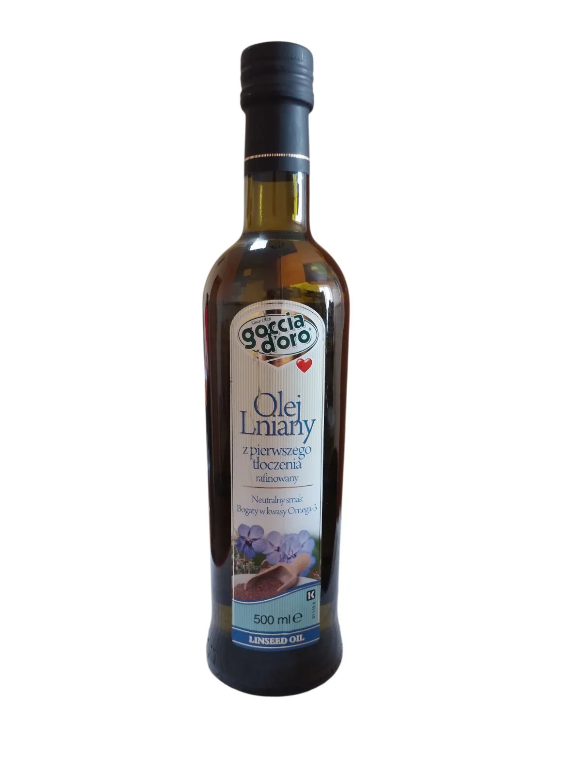 Пищевое масло Goccia d’Oro Льняное - 0,5 л (ИТАЛИЯ) - ОРИГИНАЛ 8003250001638, фото №1