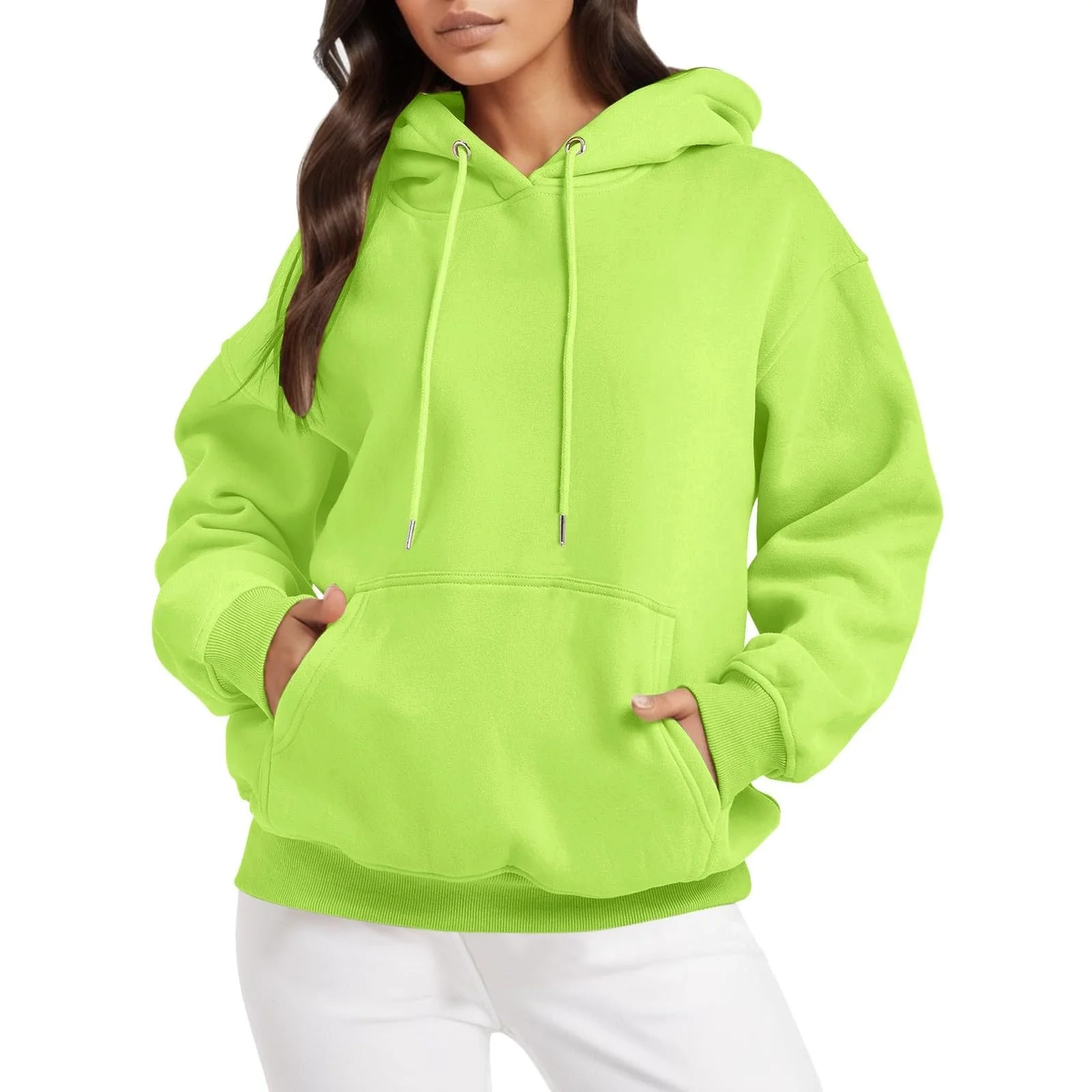 Жіноча толстовка Qixiu з капюшоном, круглим вирізом горловини та довгими рукавами, фото №6