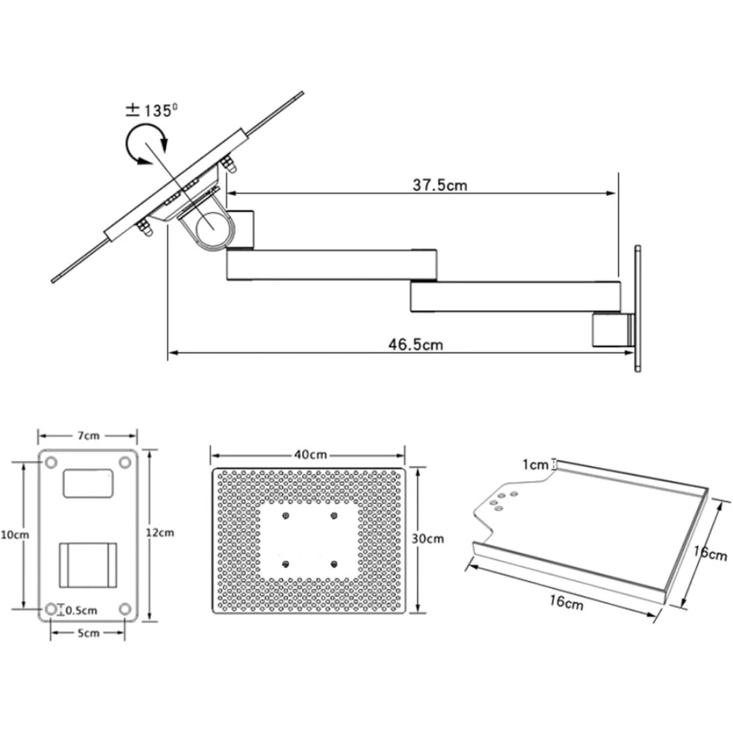 Регульована підставка для ноутбука з підставкою для миші, повністю рухома конструкція шарніра для оптимального перегляду, фото №5