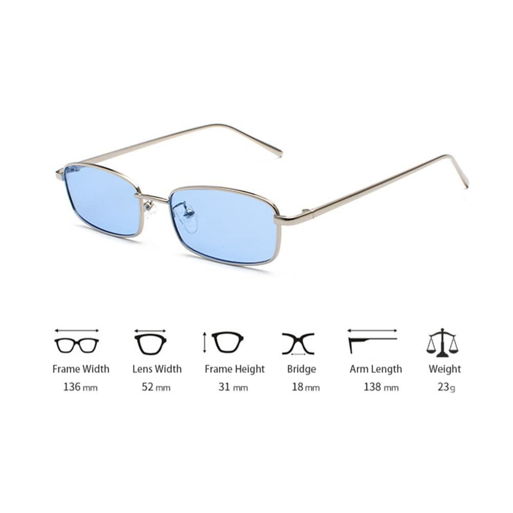 Классические прямоугольные солнцезащитные очки eiTurlutz Ретро Тонкая металлическая оправа Винтажные, фото №4