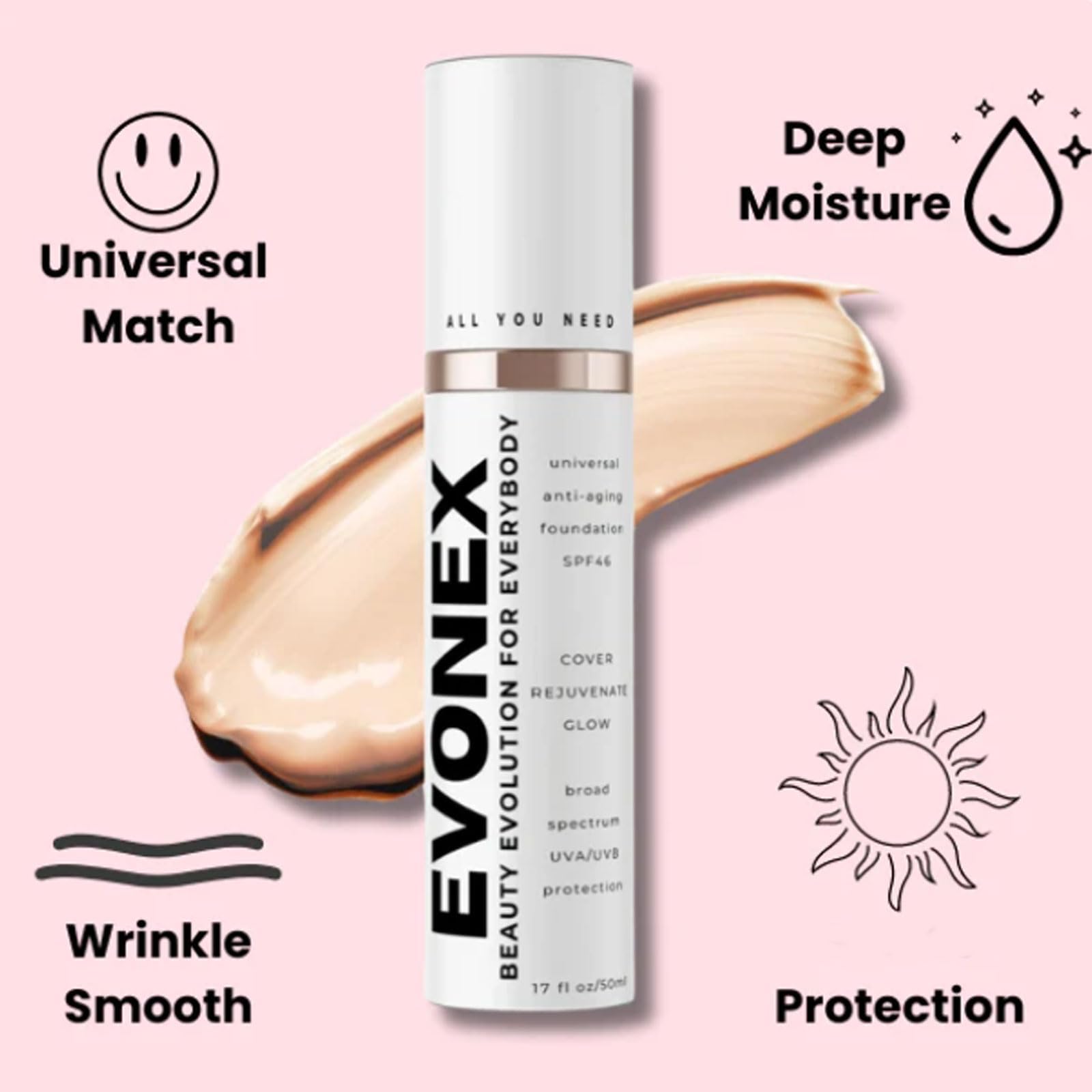 Тональний крем Evonex Age Defying Серум для обличчя Тонований Сонцезахисний Крем Універсальний Тон 3 штуки, фото №3