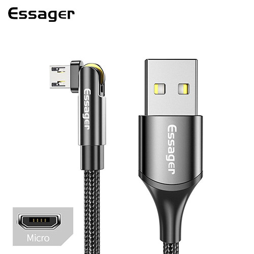 Зарядный кабель ESSAGER USB с вращающимся коннектором Micro 3A 1метр(PS), фото №1