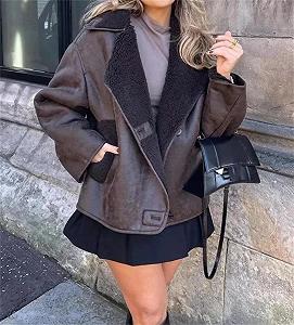 Женская Куртка OWEIEYEU Искусственная Кожа Ретро synthetic.ua - Фото 1