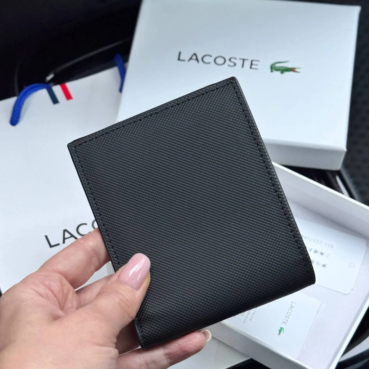 Чоловічий гаманець Lacoste чорне портмоне Лаокста, фото №6