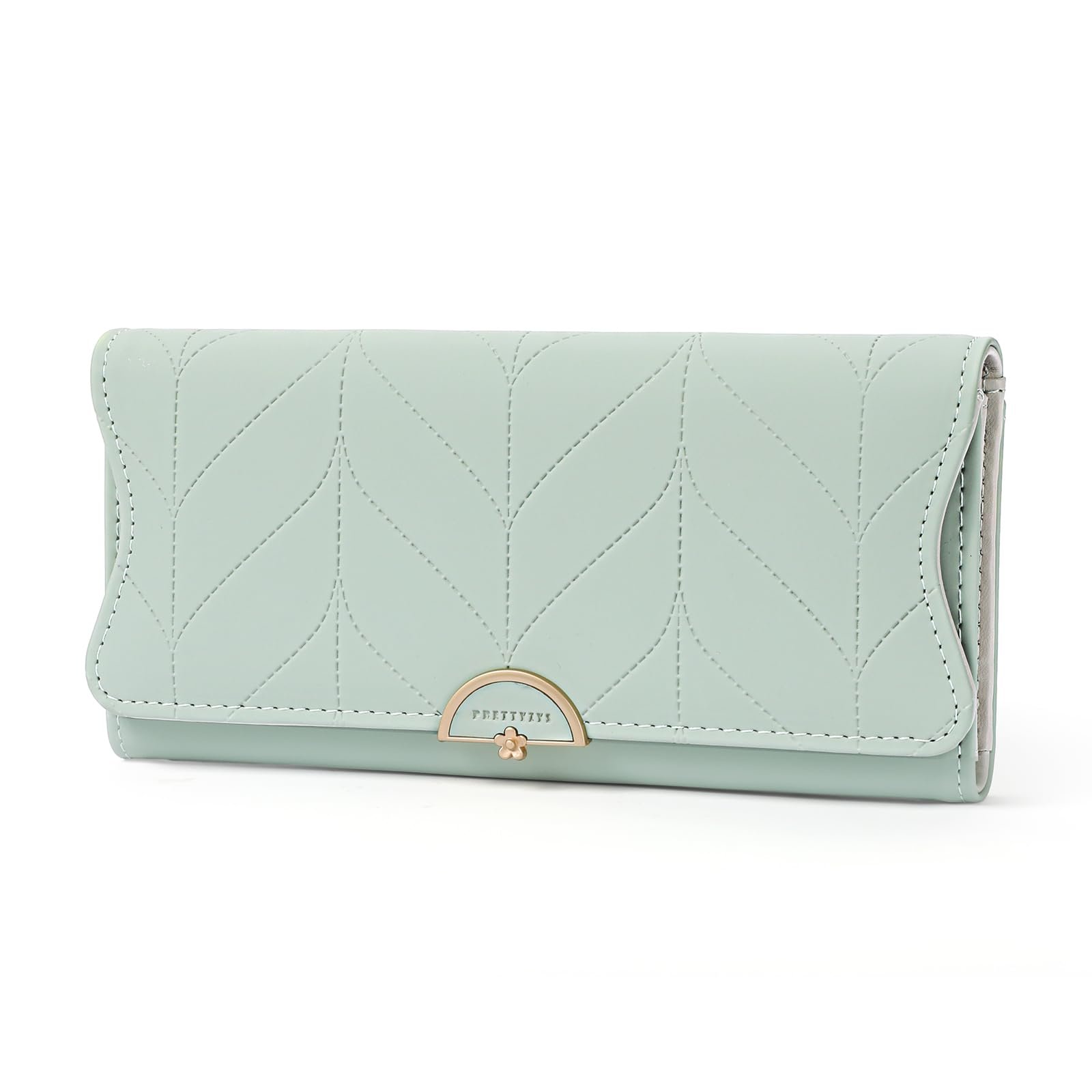 Кошелек кожаный SENDEFN Trifold Card Holder с RFID защитой и карманом на молнии для монет, мятно-зеленый, фото №1