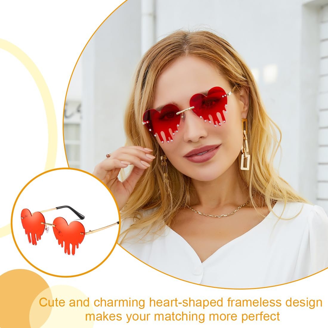 Солнцезащитные очки UENXRXE, 2 шт, красные, фото №5