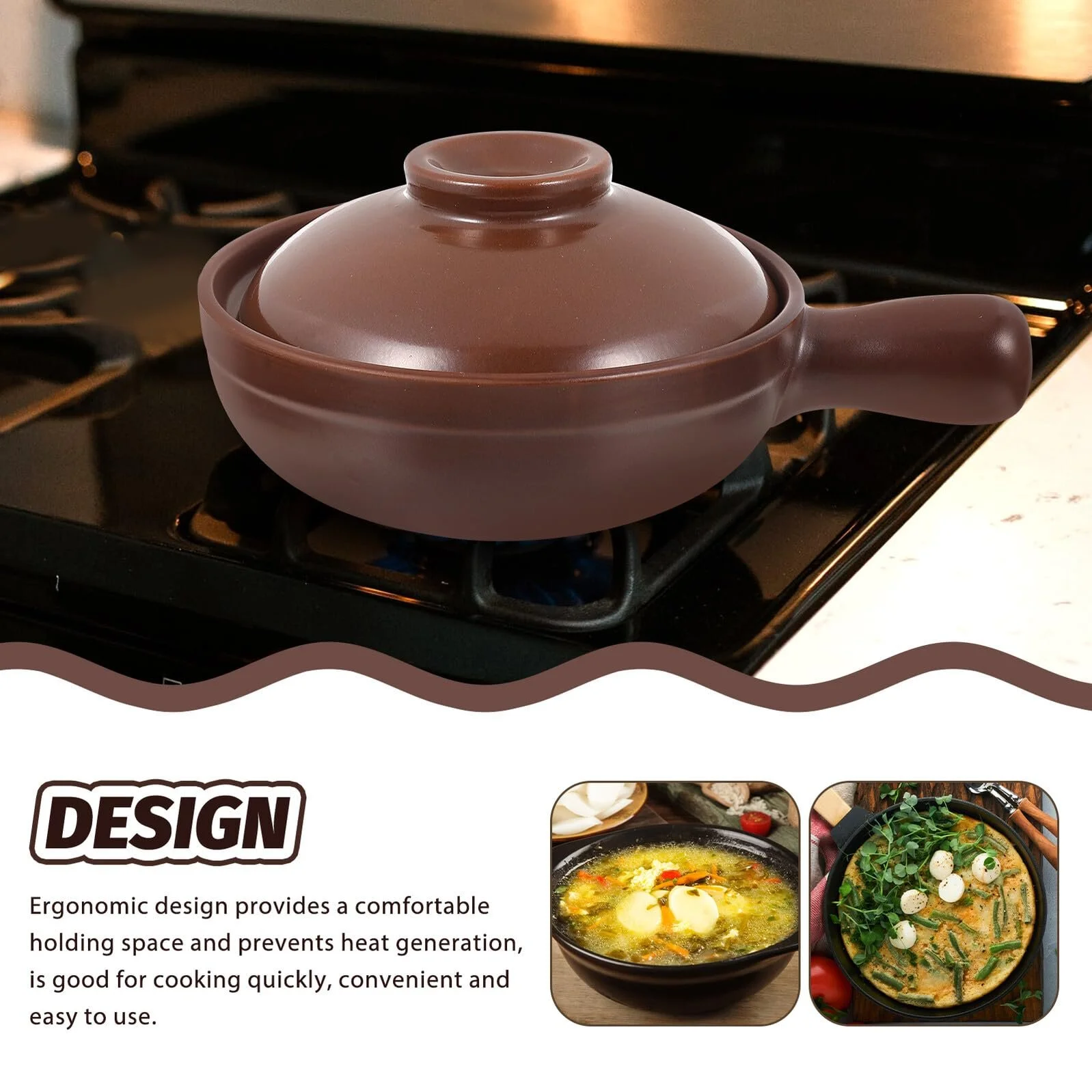 Кастрюля керамическая с ручкой жаростойкая для тушения и супов с крышкой, фото №6 Кастрюля керамическая с ручкой жаростойкая для тушения и супов с крышкой, фото №6