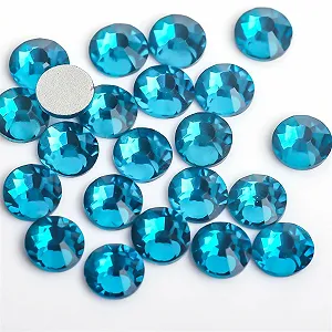 Стрази Hot Fix для рукоділля, 144 шт., 3D кристали прикраси без термофіксації Blue Zircon, SS10 - Фото 1