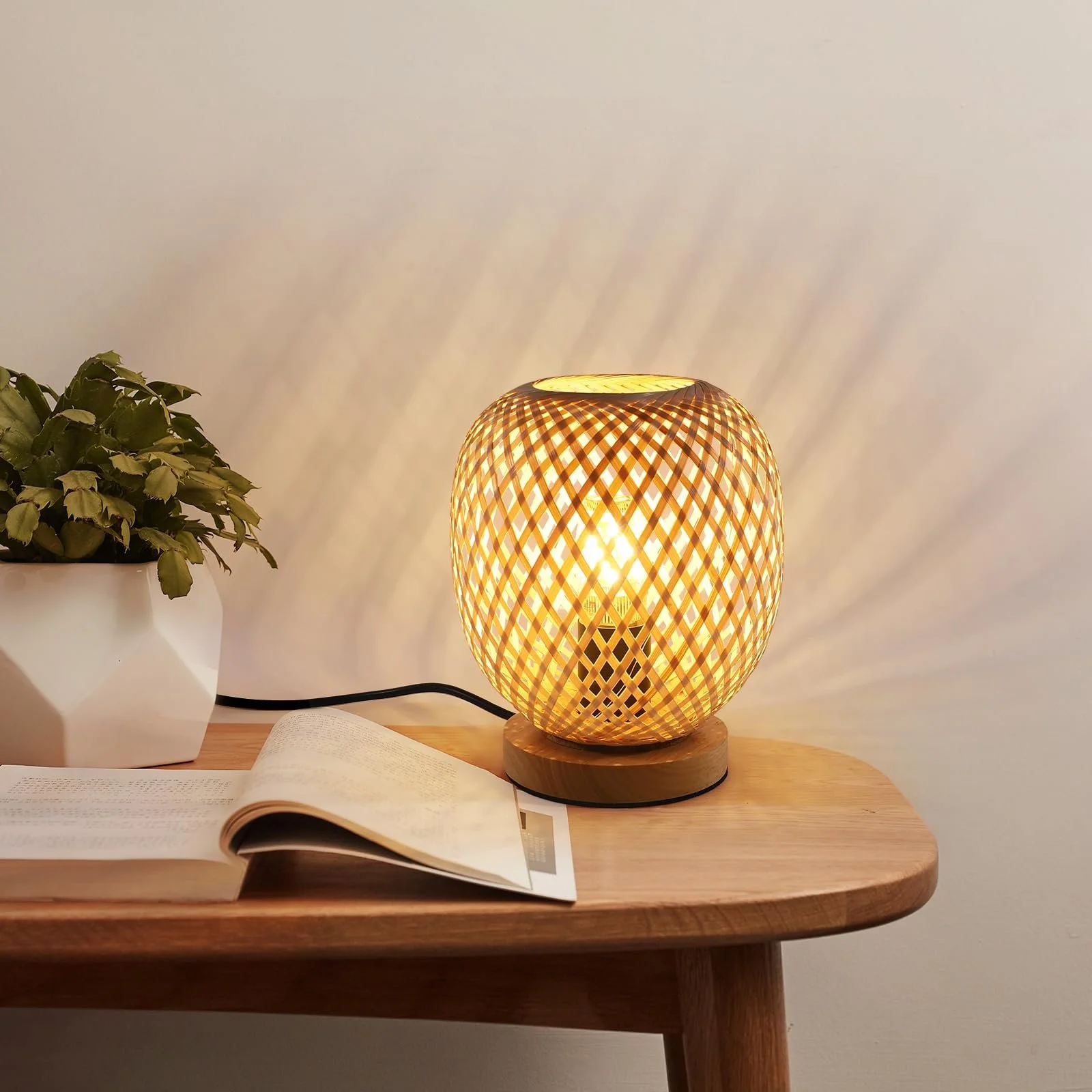 Настольная лампа Bamboo Dimmable Wooden Base E27 18 x 21 см, фото №3