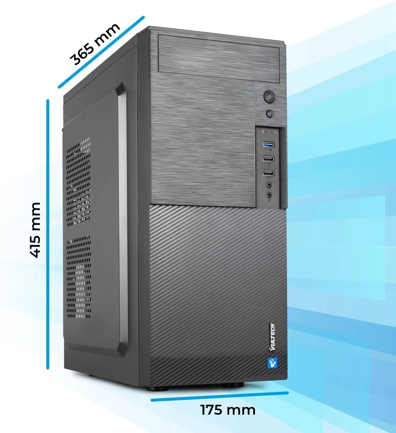 Корпус для ПК Vultech ATX VCO-A1699P Rev. 2.2 / БЖ 500 Вт / Чорний, фото №7 Корпус для ПК Vultech ATX VCO-A1699P Rev. 2.2 / БЖ 500 Вт / Чорний, фото №7