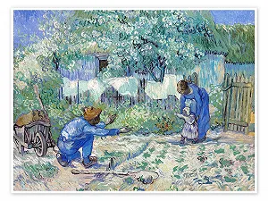 Постер Erste Schritte (nach Millet) Vincent van Gogh 80 x 60 см Синий - Фото 1