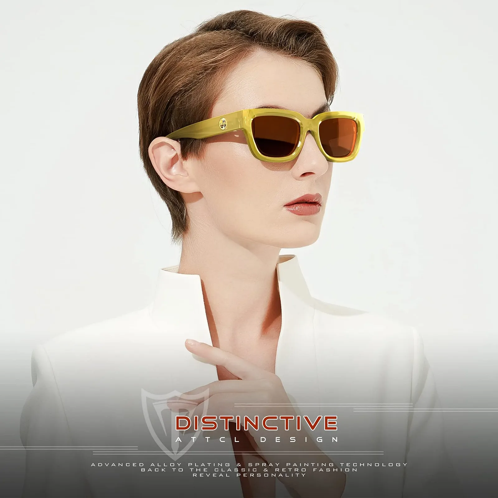 Поляризовані сонцезахисні окуляри ATTCL Жіночі Вінтажні TR90 Оправа Маленькі Прямокутні, фото №2