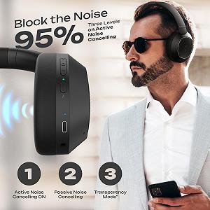 Навушники PowerLocus Hybrid Active Noise Cancelling з активним шумозаглушенням Високоякісні Бездротові synthetic.ua - Фото 1