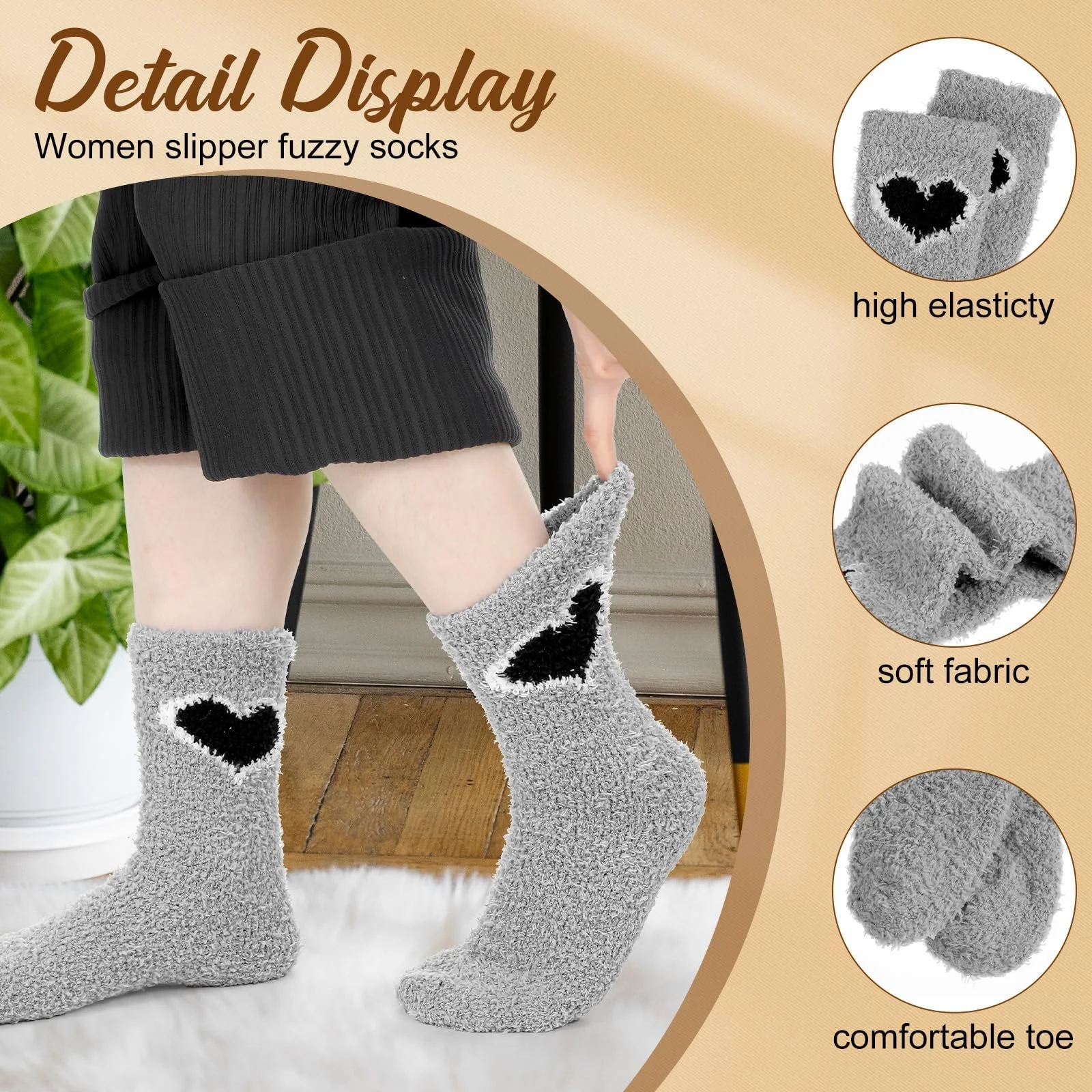 Шкарпетки Жіночі М'які Зимові Шкарпетки з Коралового Флісу з Малюнком Серця (3 пари), фото №3 Шкарпетки Жіночі М'які Зимові Шкарпетки з Коралового Флісу з Малюнком Серця (3 пари), фото №3