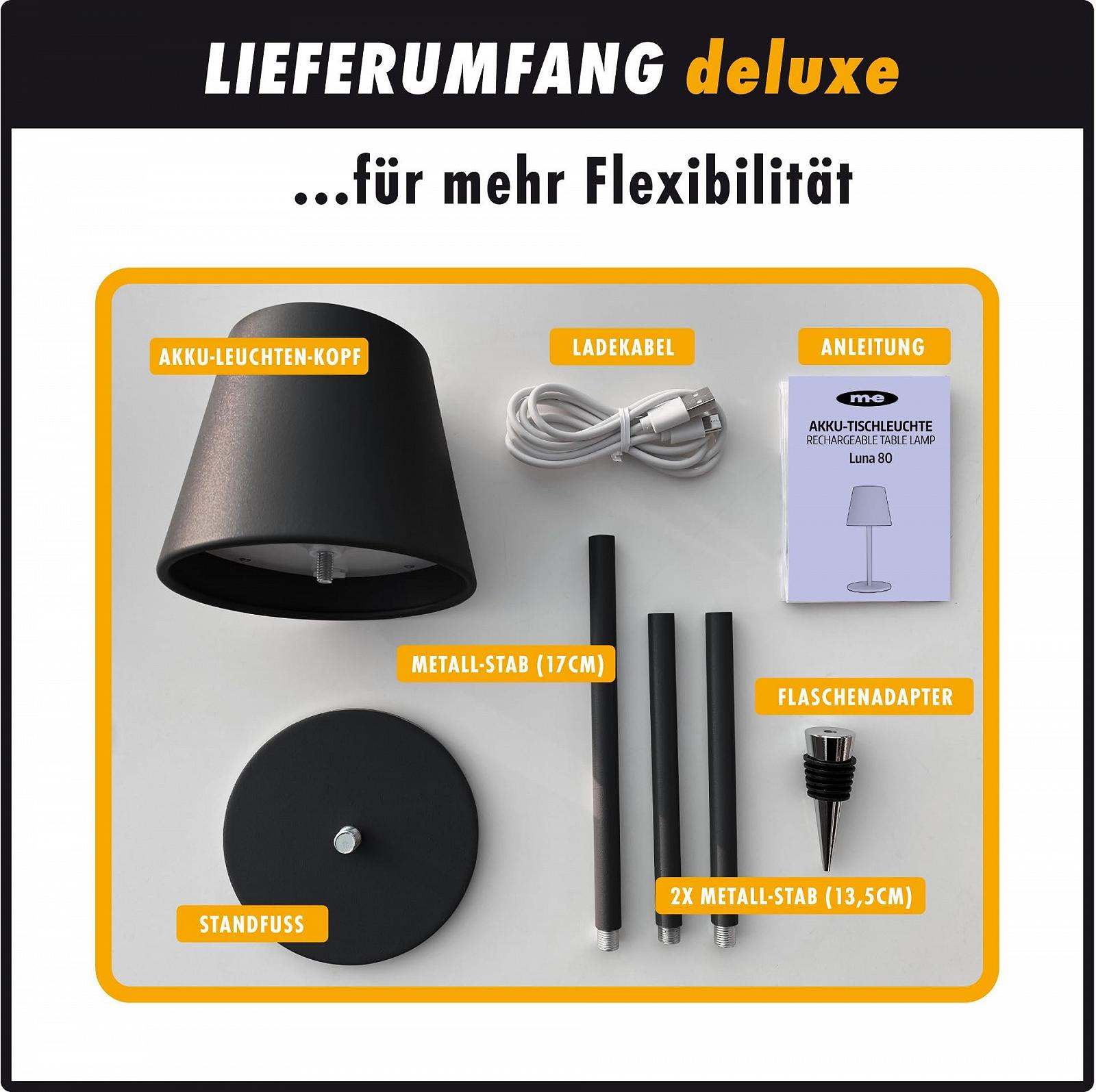 Настільна лампа m-e LUNA-80-S акумуляторна бездротова світлодіодна димована 5200 mAh 8-72 год 5 рівнів висоти сенсорна теплий білий та 7 кольорів Чорна, фото №2