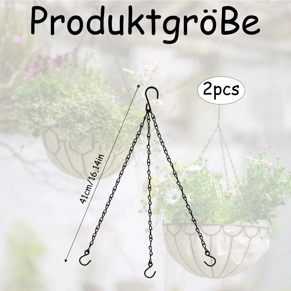 Ланцюги для підвісних кошиків Набір із 2 шт. Метал 40 см, фото №2