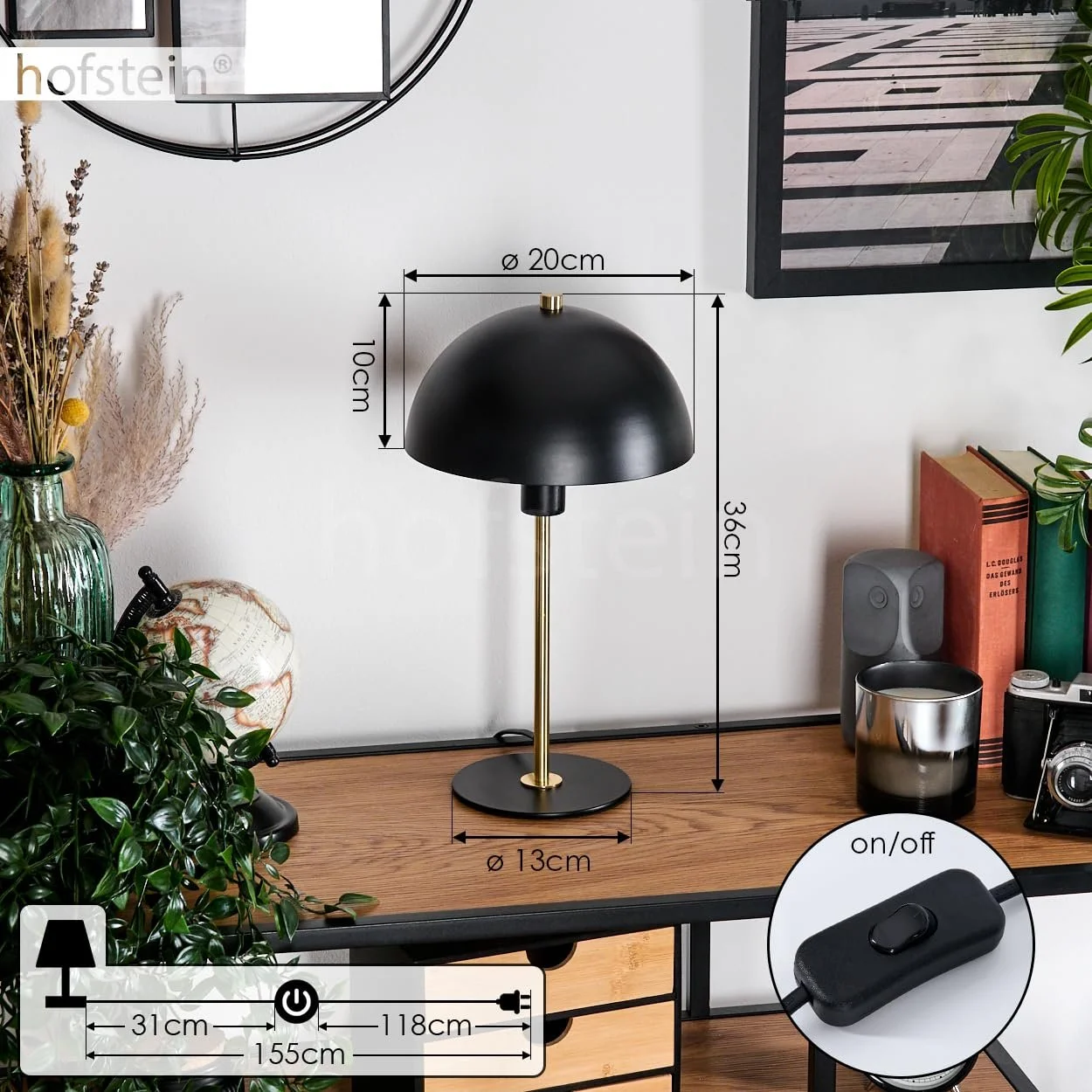 Настільна лампа Sandvig Метал 20 см 1 x E14 Чорний/Золотистий, фото №5