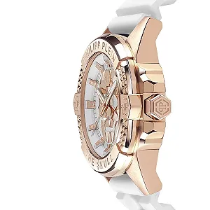 Часы Philipp Plein The $Kull Унисекс Аналоговые Кварцевые Силиконовые, Розовый/Белый - Pwaaa2224, Браслет synthetic.ua - Фото 1