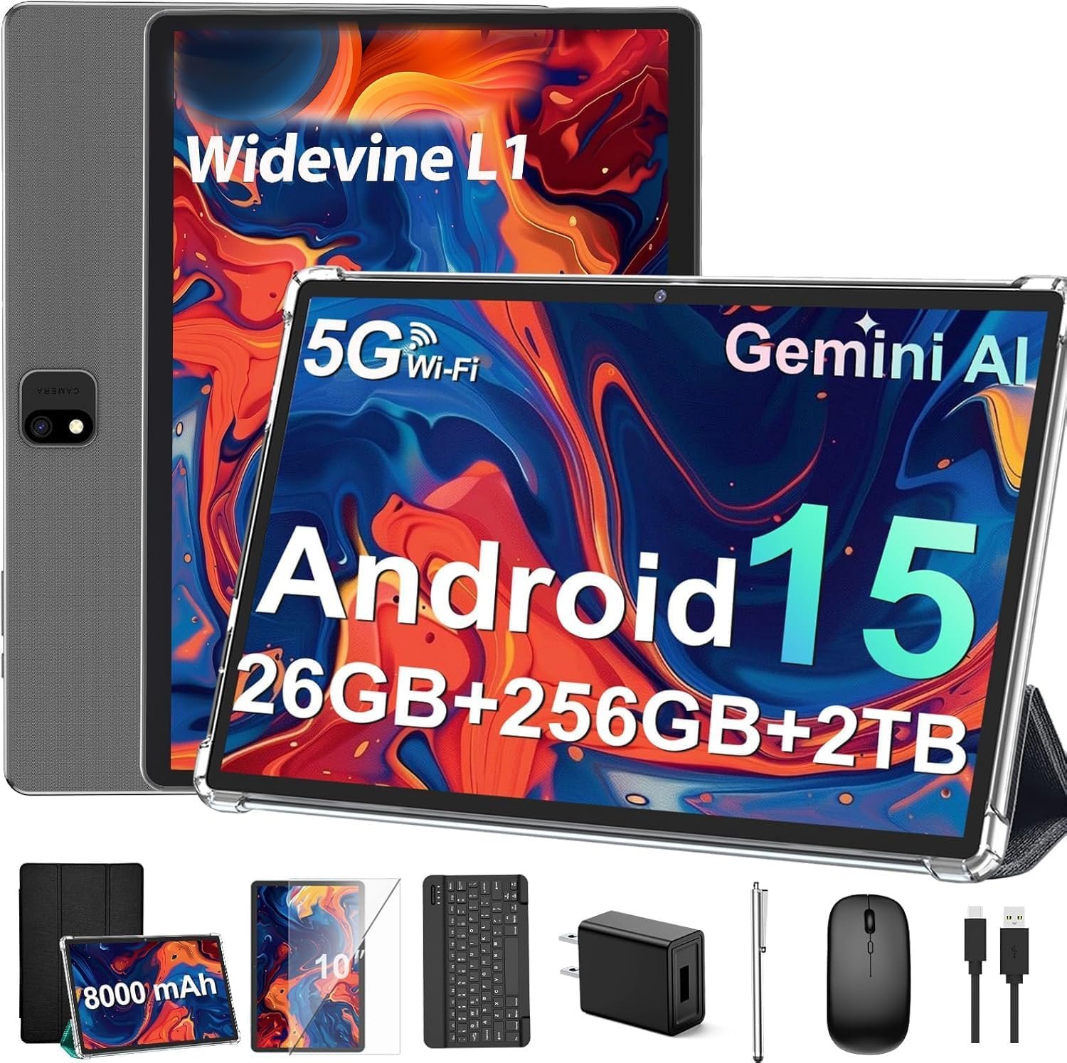 Планшет 11" Relndoo P80 (6+18)/256Gb 8 ядер Android 15 8000 mAh Cірий, фото №1