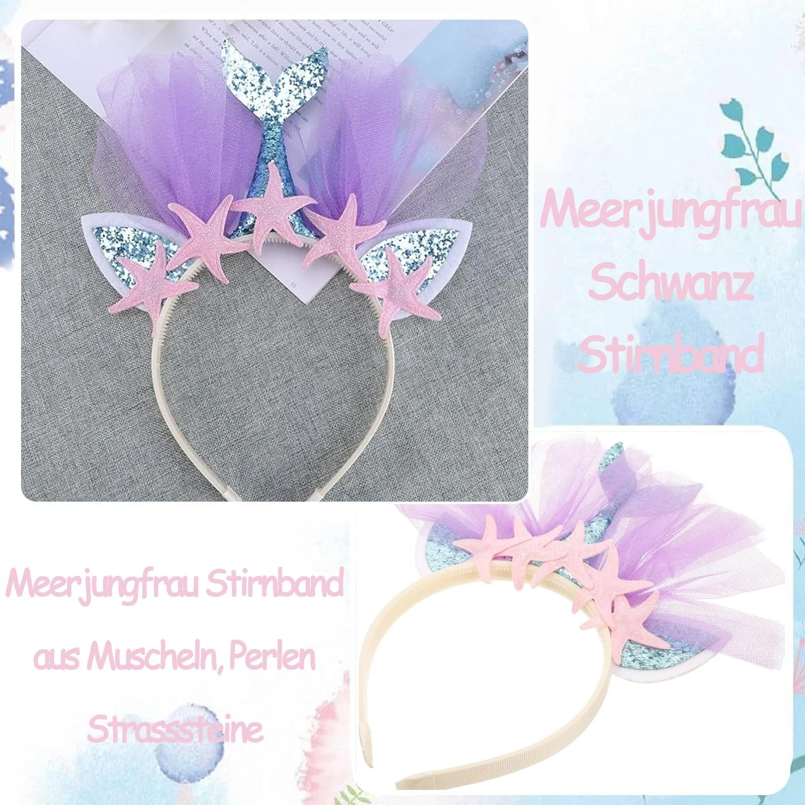 Обруч для волосся Русалка з блискітками для днів народжень, фото №5