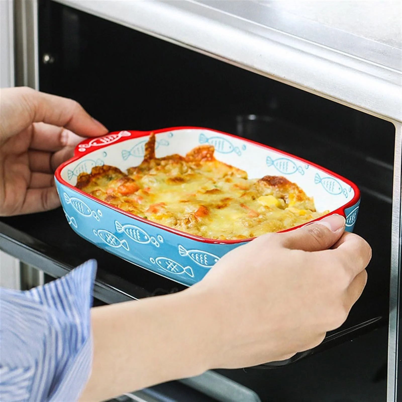 Форма для запекания керамическая фарфоровая с двумя ручками термостойкая, фото №5