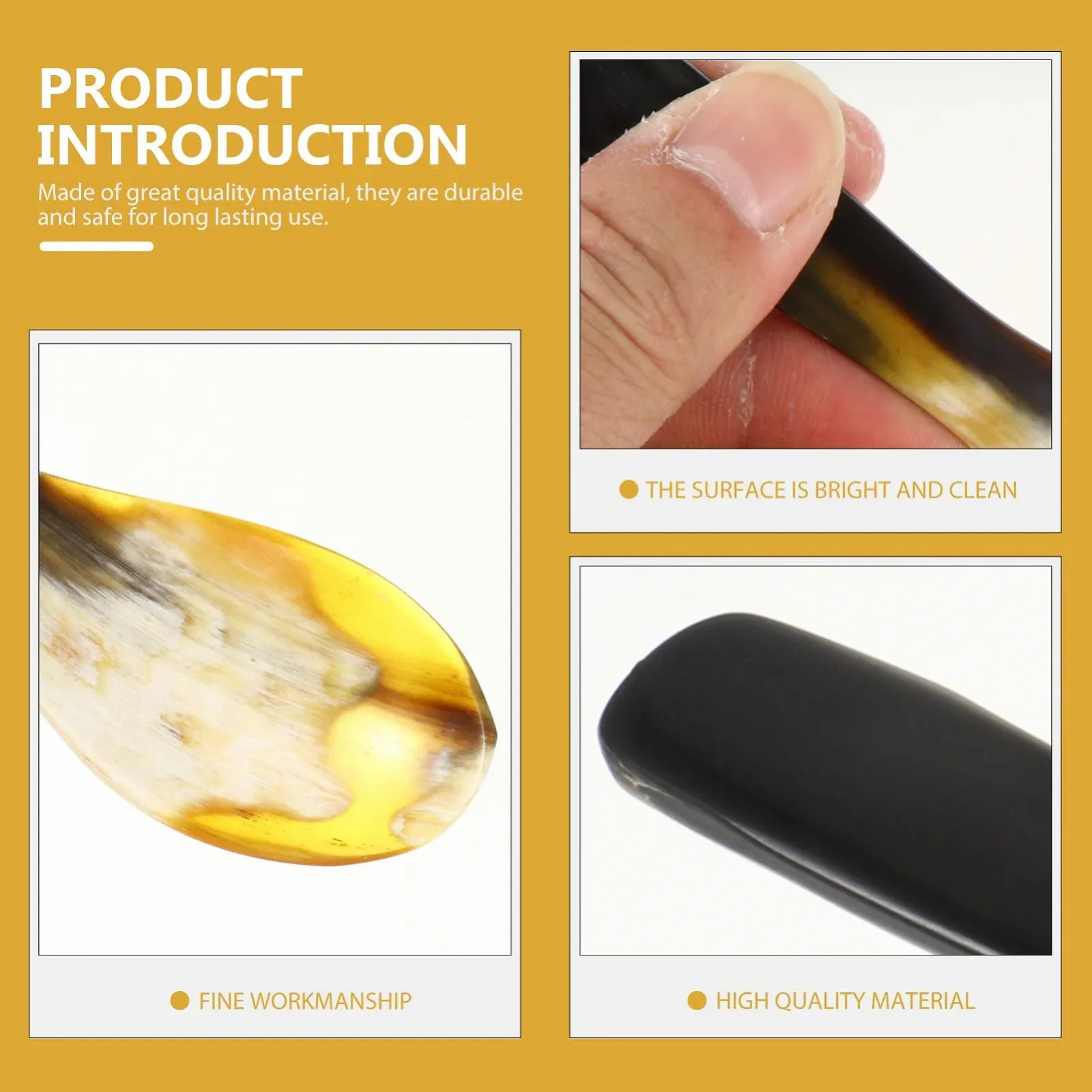 Набор роговых ложек HOMSFOU, 3 шт, детские ложки, ложки для смешивания кофе, йогурта, горчицы, варенья, мадлер для коктейлей, ложки, суповые ложки, ложки для торта, кофейные ложки, десертные ложки, фото №4