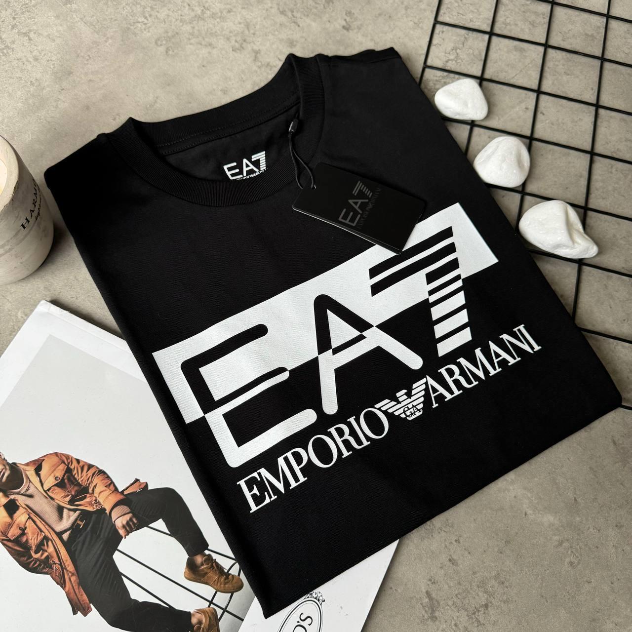 Мужская футболка черная Armani повседневная брендовая армани, фото №3