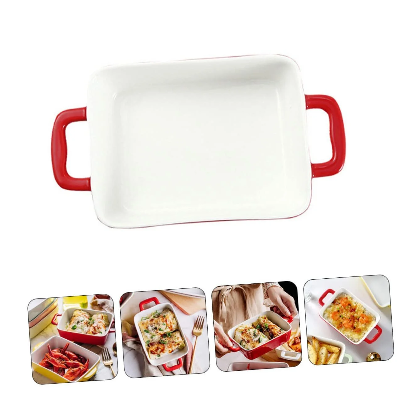 Керамічна форма для запікання Ciieeo з ручками BPA Frei багатофункціональна червона, фото №7