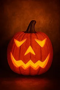 Декоративна фігура гарбуза на Хелловін khevga з LED, теплий білий, на батарейках - Фото 1