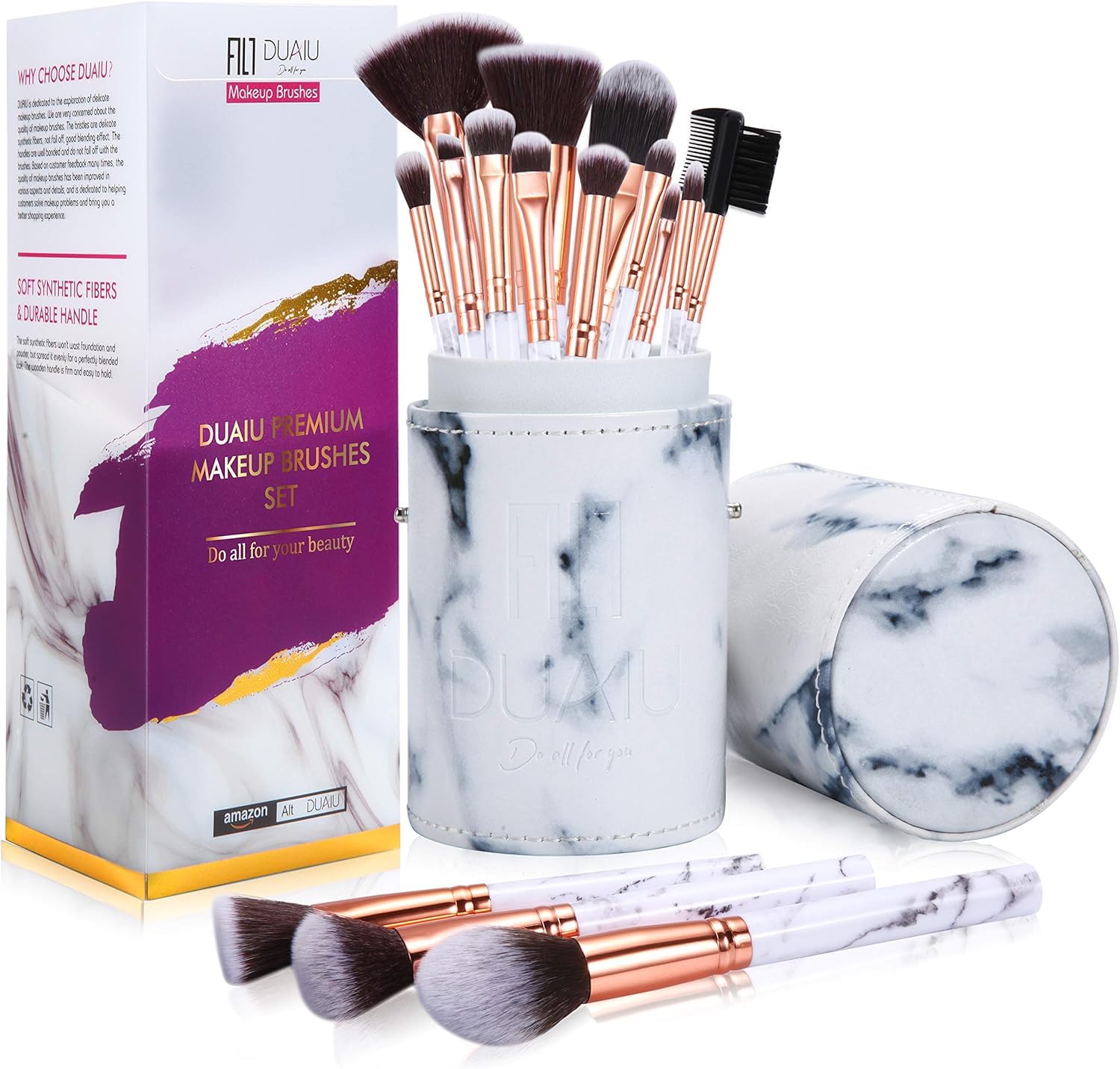 Набор DUAIU Make Up Brush Professional 15 штук Мраморные, фото №1