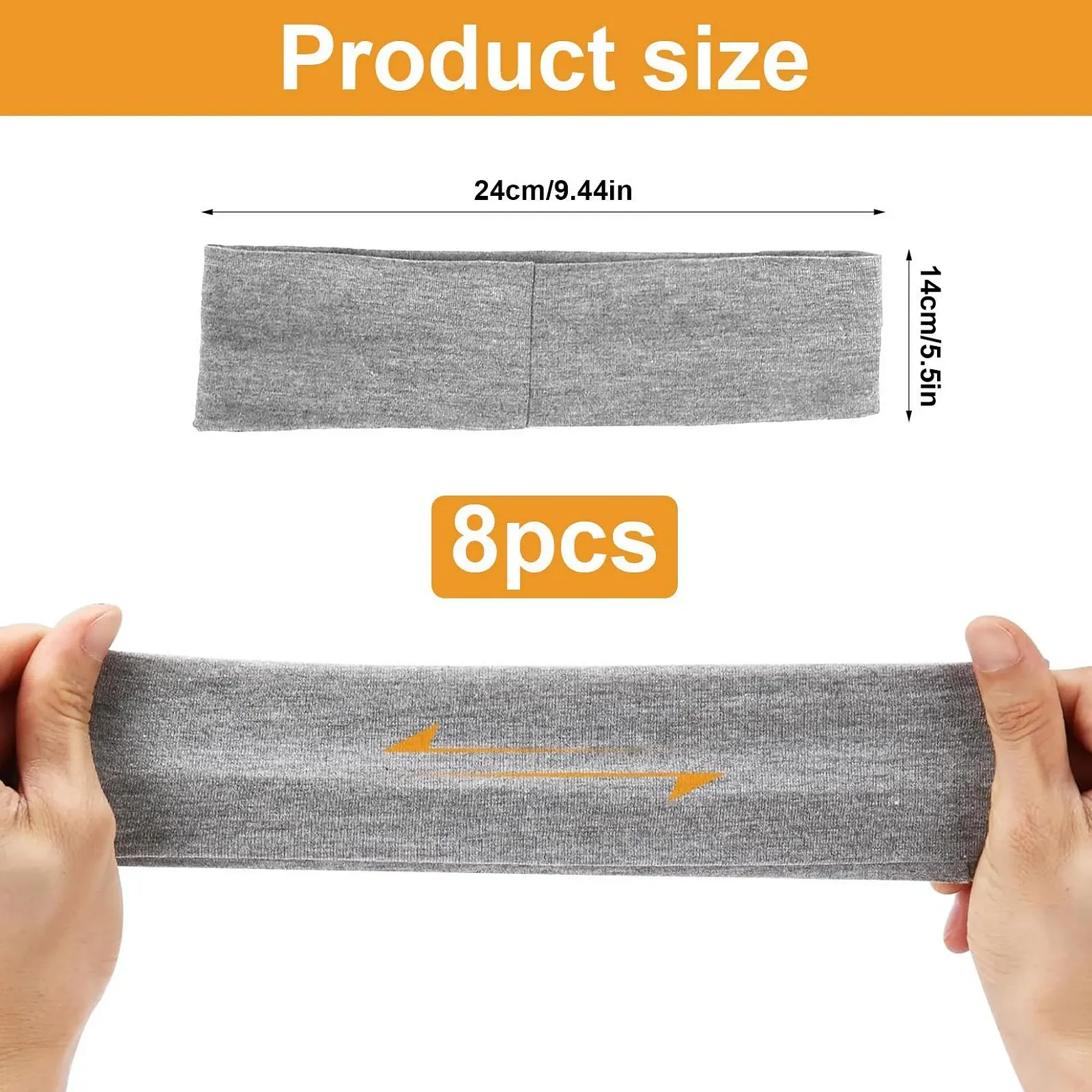 Набір з 8 широких літніх жіночих пов'язок на голову, спортивна, фото №2