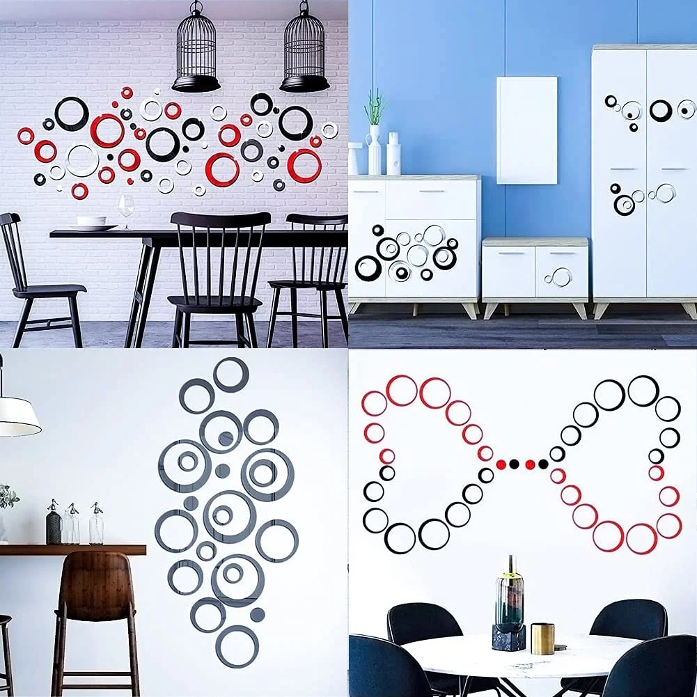 Наклейки на стіну 3D Mirror 48 шт. Акрилові Круглі Дзеркальні Сріблясті, фото №3 Наклейки на стіну 3D Mirror 48 шт. Акрилові Круглі Дзеркальні Сріблясті, фото №3