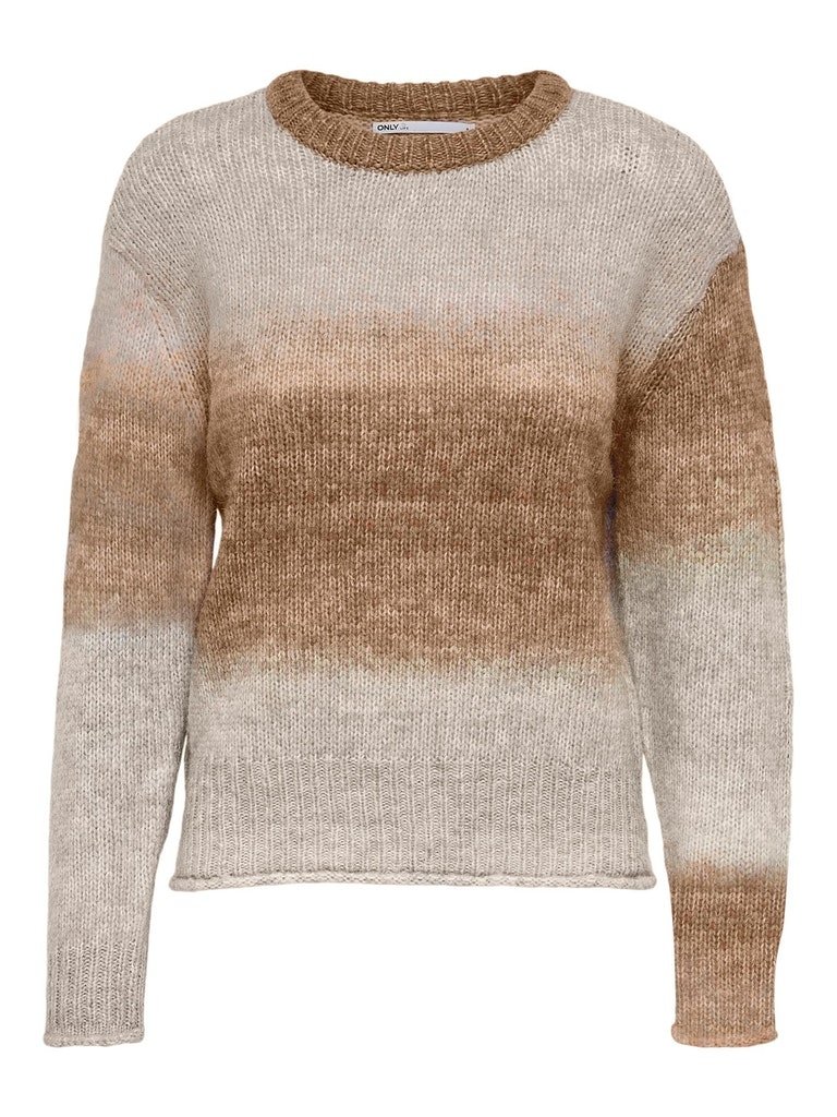 Пуловер ONLGRACE LIFE L/S PULLOVER EX KNT 15231323-Toasted Coconut-Detail:W. MELANGE ONLY S, фото №1