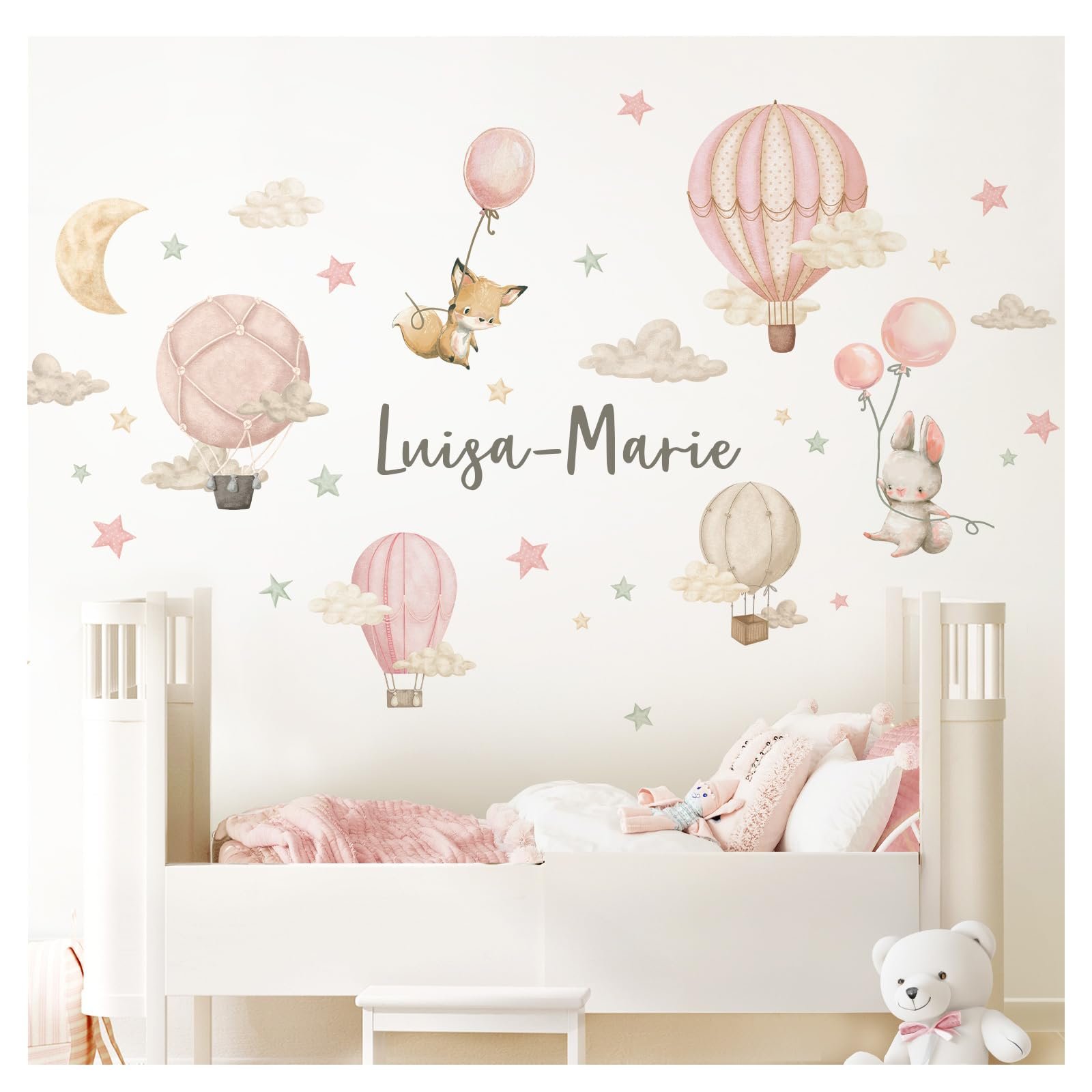 Наклейка на стену Little Deco DL5121-04 Тварини на воздушном шаре Лиса и Мышь Персонализированная, фото №1