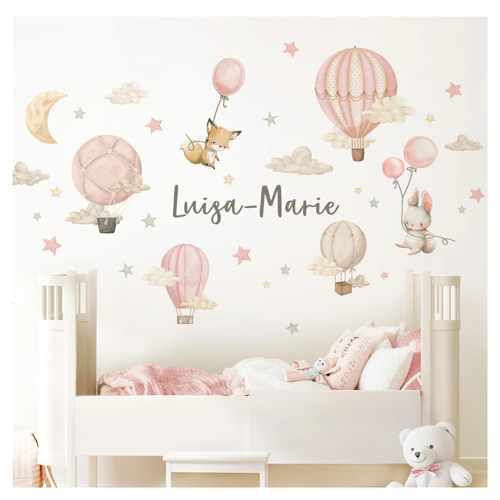 Наклейка на стену Little Deco DL5121-04 Тварини на воздушном шаре Лиса и Мышь Персонализированная, фото №1