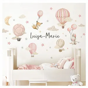 Наклейка на стіну Little Deco DL5121-04 Тварини на повітряній кулі Лисиця та Миша Персоналізована - Фото 1