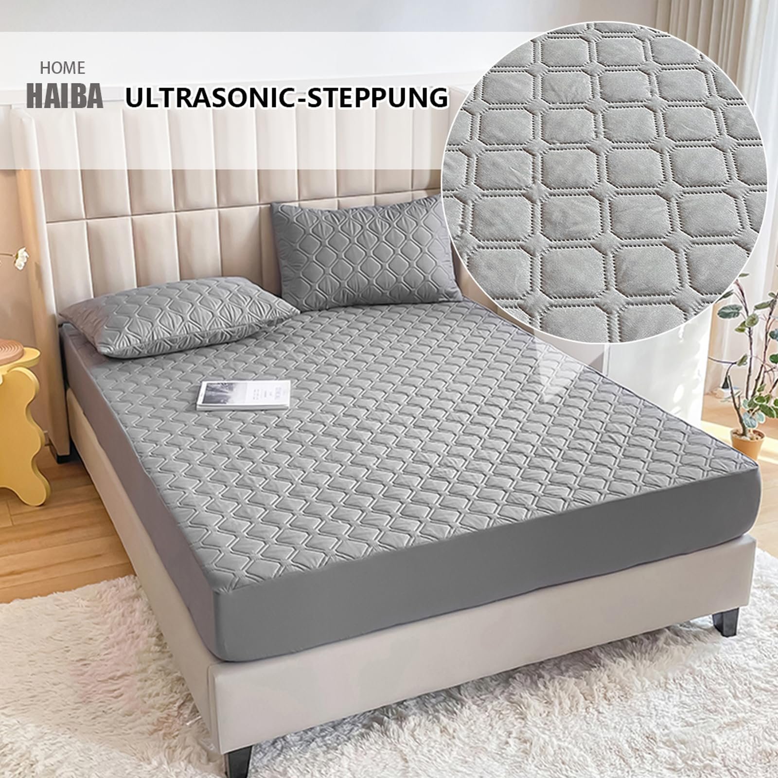 Наматрасник HAIBA Водонепроницаемый 150 x 200 см Синий Простынь на резинке с глубоким карманом 30 см с полным покрытием Дышащая простынь на резинке при недержании, фото №5 Наматрасник HAIBA Водонепроницаемый 150 x 200 см Синий Простынь на резинке с глубоким карманом 30 см с полным покрытием Дышащая простынь на резинке при недержании, фото №5