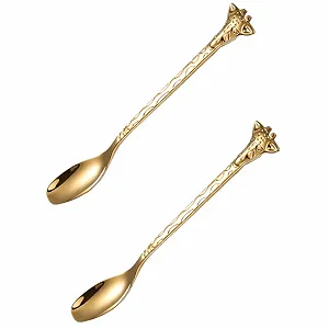 Ложка для кофе Giraffe из нержавеющей стали 304, 2 шт, с длинной ручкой для латте, эспрессо, горячего шоколада и других горячих напитков - Фото 1